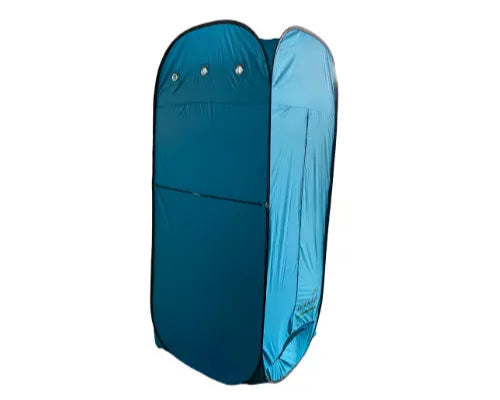 Compact travel sukkah folded into carrying bag with schach mat and bamboo poles included