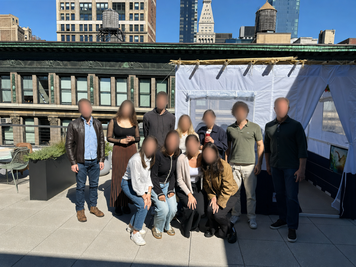 Rooftop sukkah installed for a Jewish employee gathering at Netflix in Manhattan