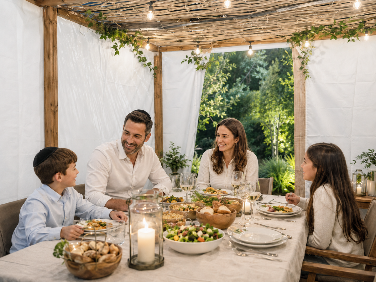 Completed sukkah representing available seasonal rental options