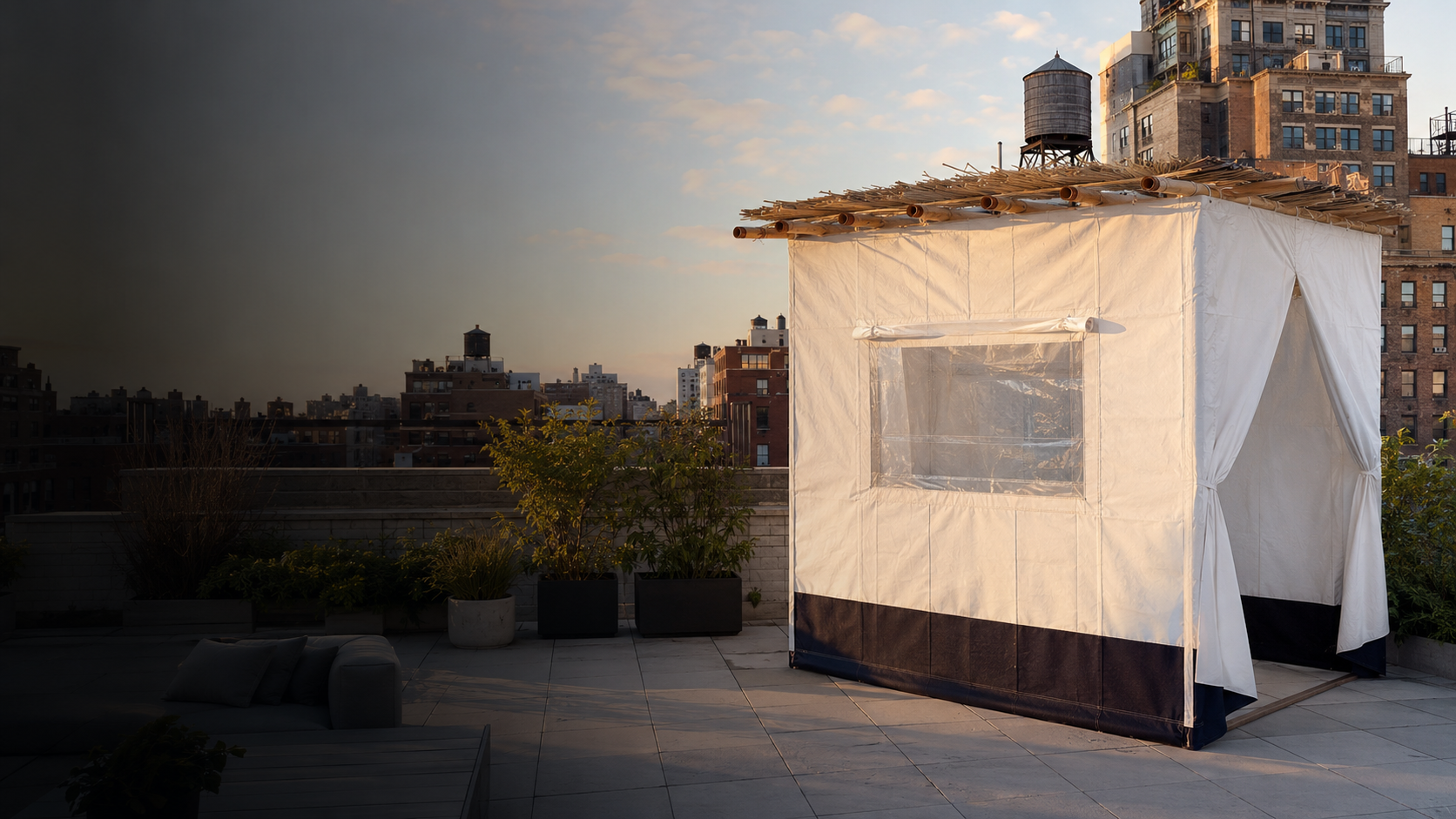 Professionally prepared sukkah at a residential property in the New York and New Jersey service region