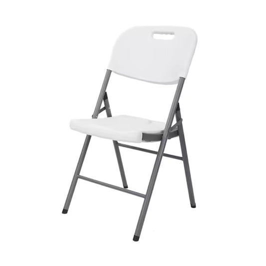 Durable folding chair for sukkah dining. Made with thick HDPE plastic and powder-coated rust-resistant steel. Lightweight, strong, and stackable.
